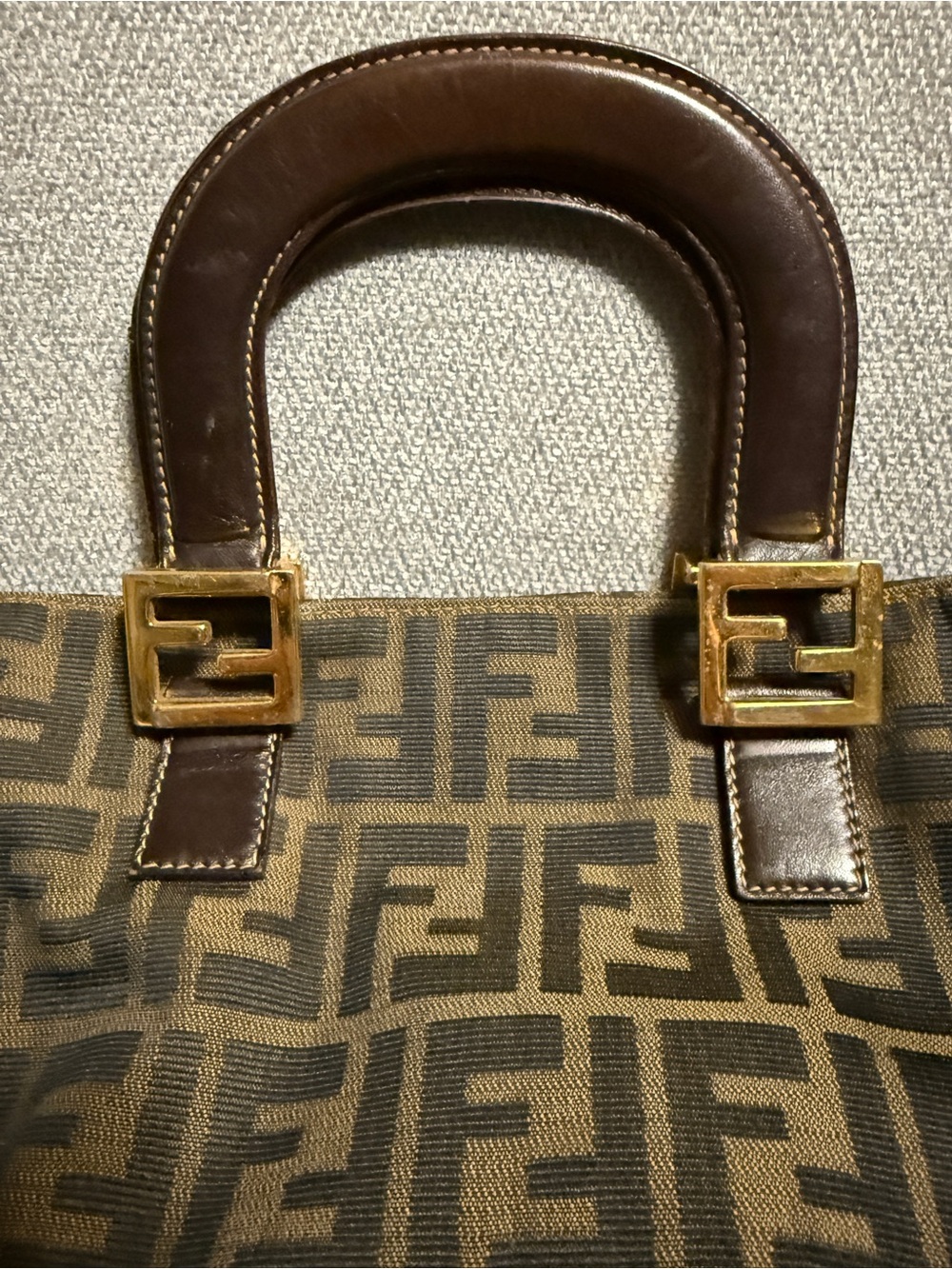 Fendi Brown Zucca Canvas Tote with Gold Hardware - Picture 12 of 15